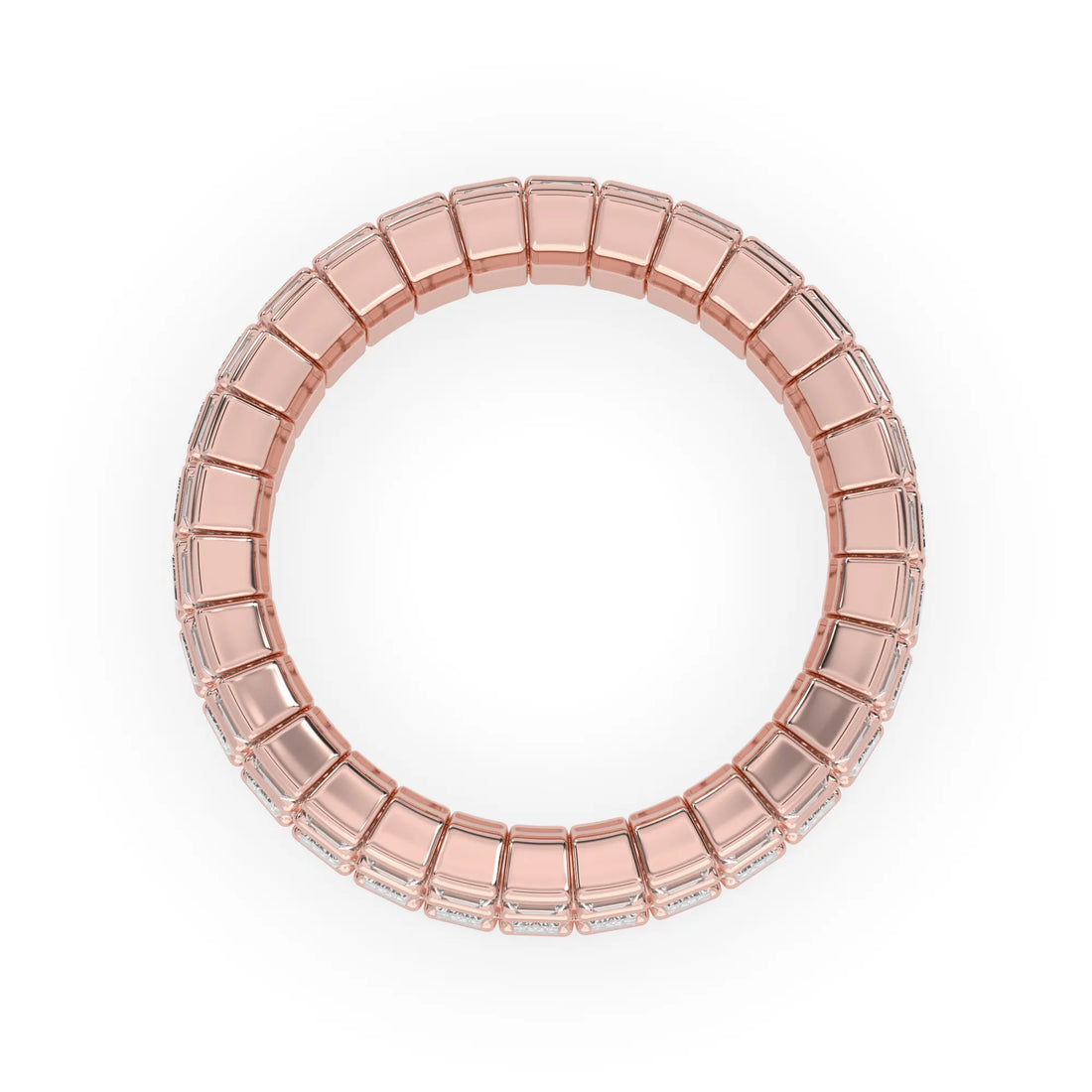 OctaPearl Baguette Cut Three Row Lab Grown Diamond Men's Full Eternity Wedding Band