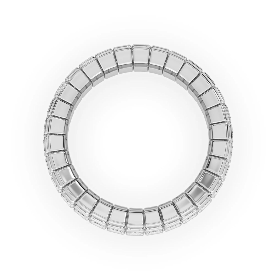 OctaPearl Baguette Cut Three Row Lab Grown Diamond Men's Full Eternity Wedding Band