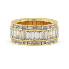 OctaPearl Baguette Cut Three Row Lab Grown Diamond Men's Full Eternity Wedding Band
