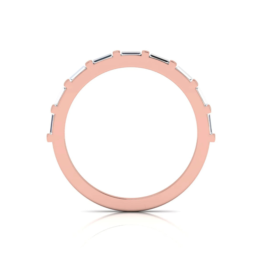 OctaPearl Bar Set Baguette Lab Grown Diamond Minimalist Half Eternity Wedding Band