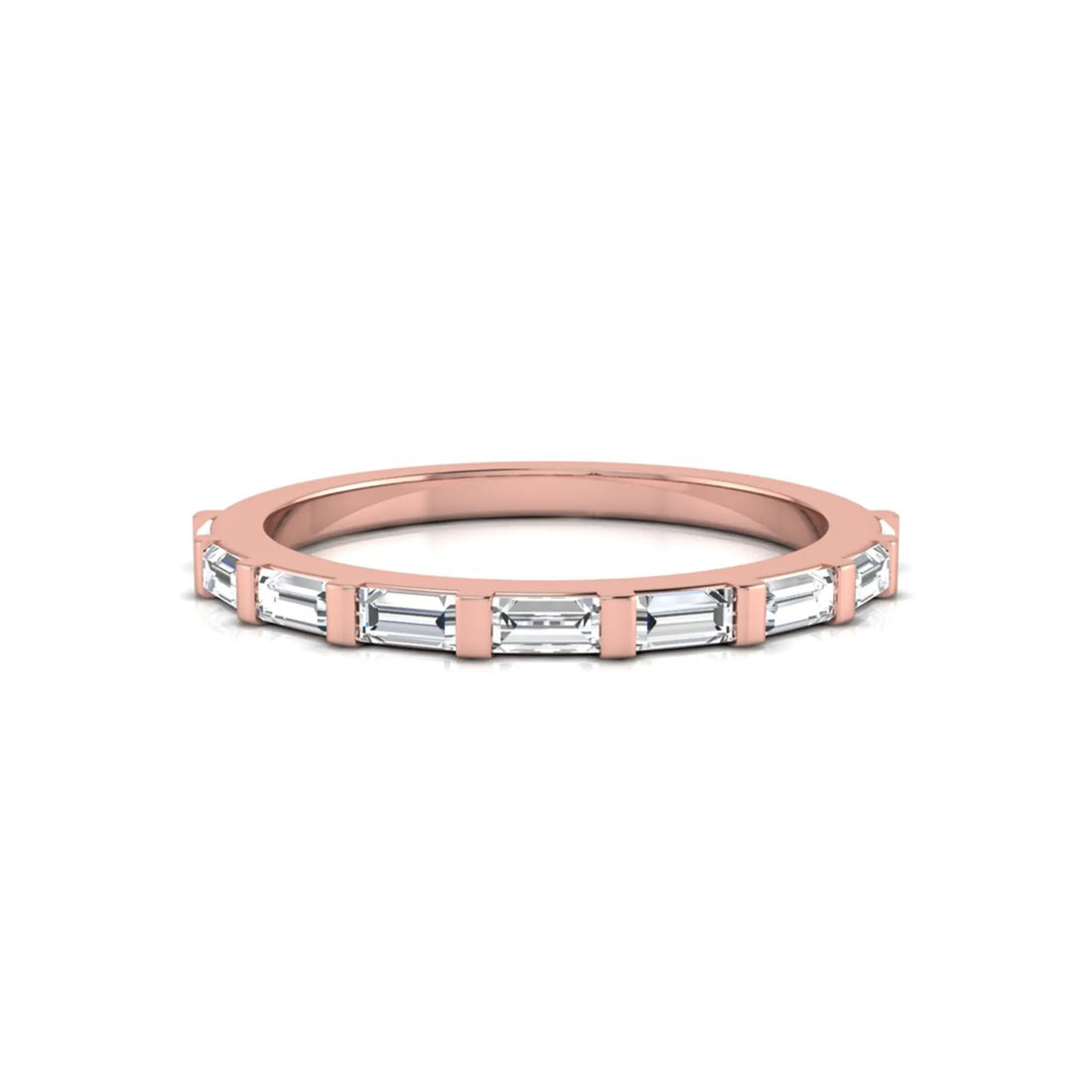 OctaPearl Bar Set Baguette Lab Grown Diamond Minimalist Half Eternity Wedding Band