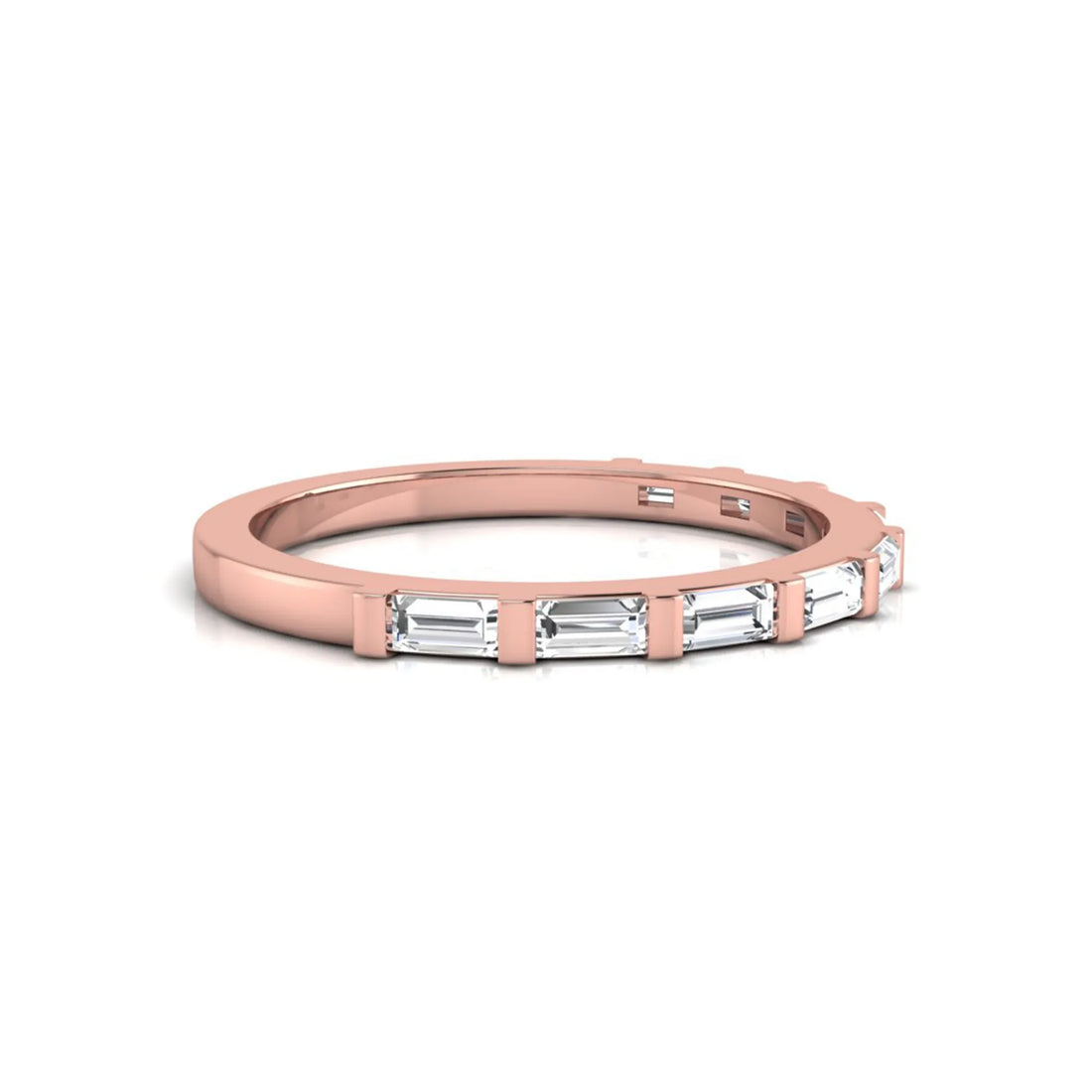 OctaPearl Bar Set Baguette Lab Grown Diamond Minimalist Half Eternity Wedding Band