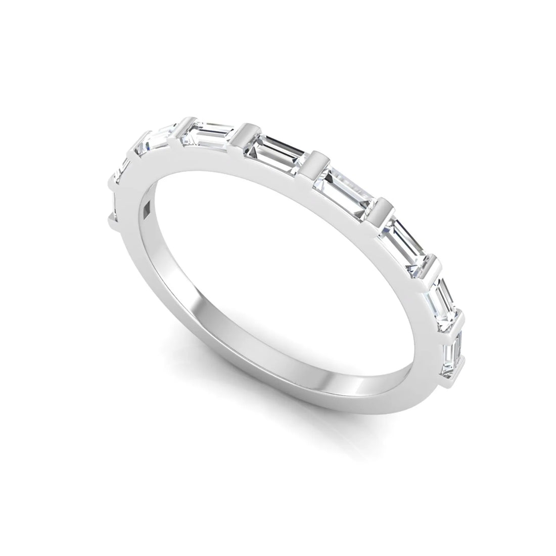 OctaPearl Bar Set Baguette Lab Grown Diamond Minimalist Half Eternity Wedding Band