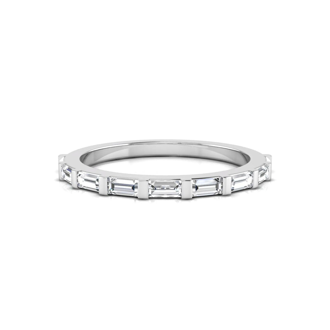 OctaPearl Bar Set Baguette Lab Grown Diamond Minimalist Half Eternity Wedding Band