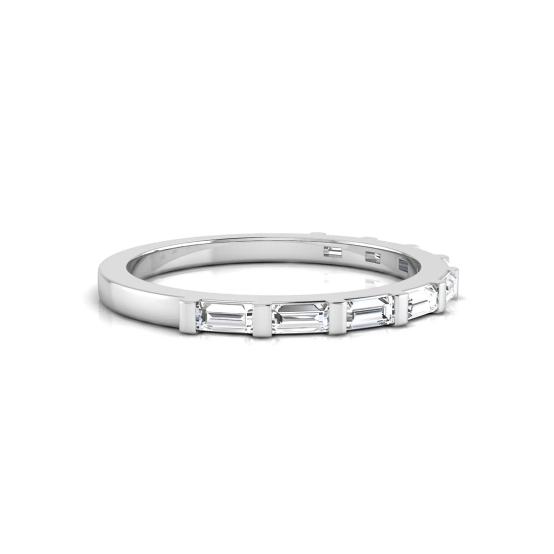 OctaPearl Bar Set Baguette Lab Grown Diamond Minimalist Half Eternity Wedding Band