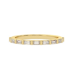 OctaPearl Bar Set Baguette Lab Grown Diamond Minimalist Half Eternity Wedding Band