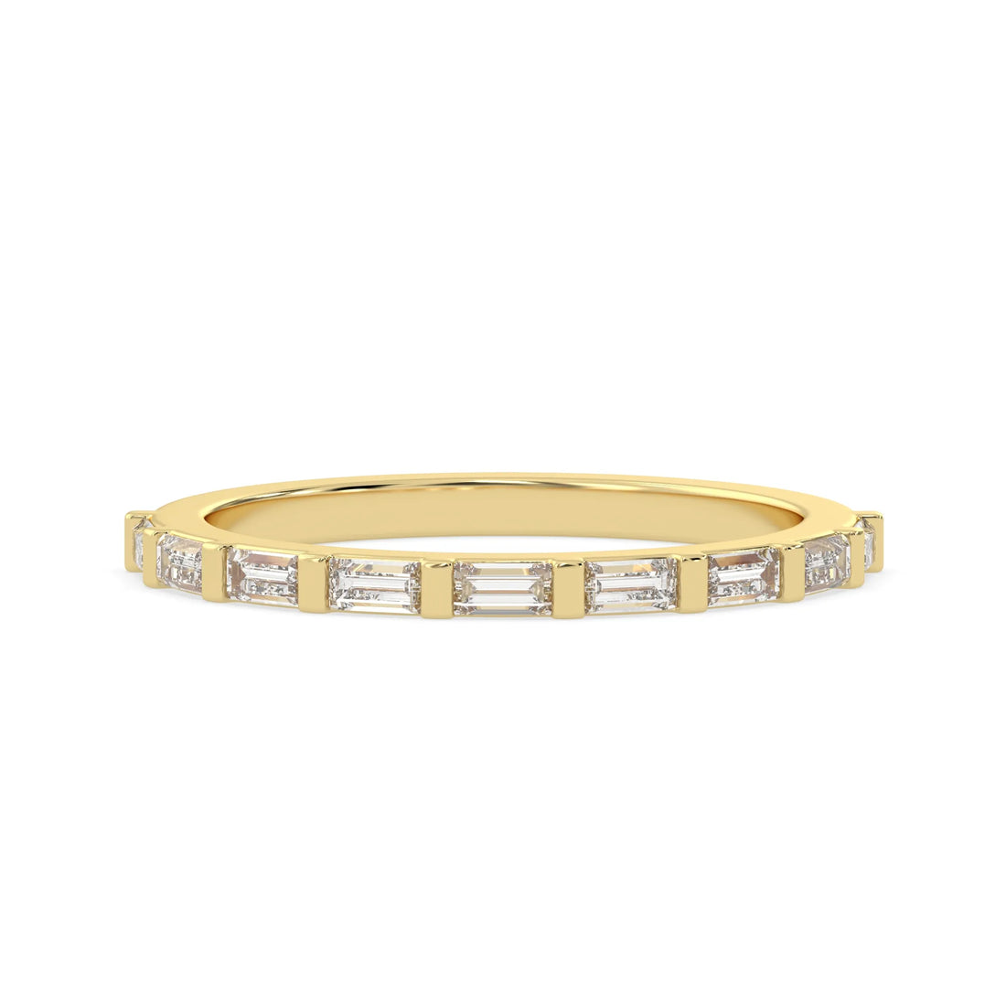 OctaPearl Bar Set Baguette Lab Grown Diamond Minimalist Half Eternity Wedding Band