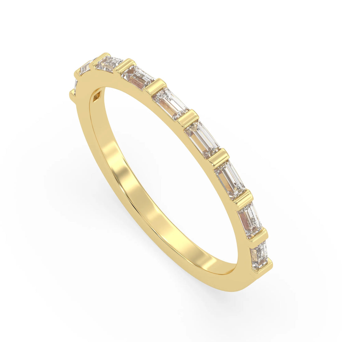 OctaPearl Bar Set Baguette Lab Grown Diamond Minimalist Half Eternity Wedding Band