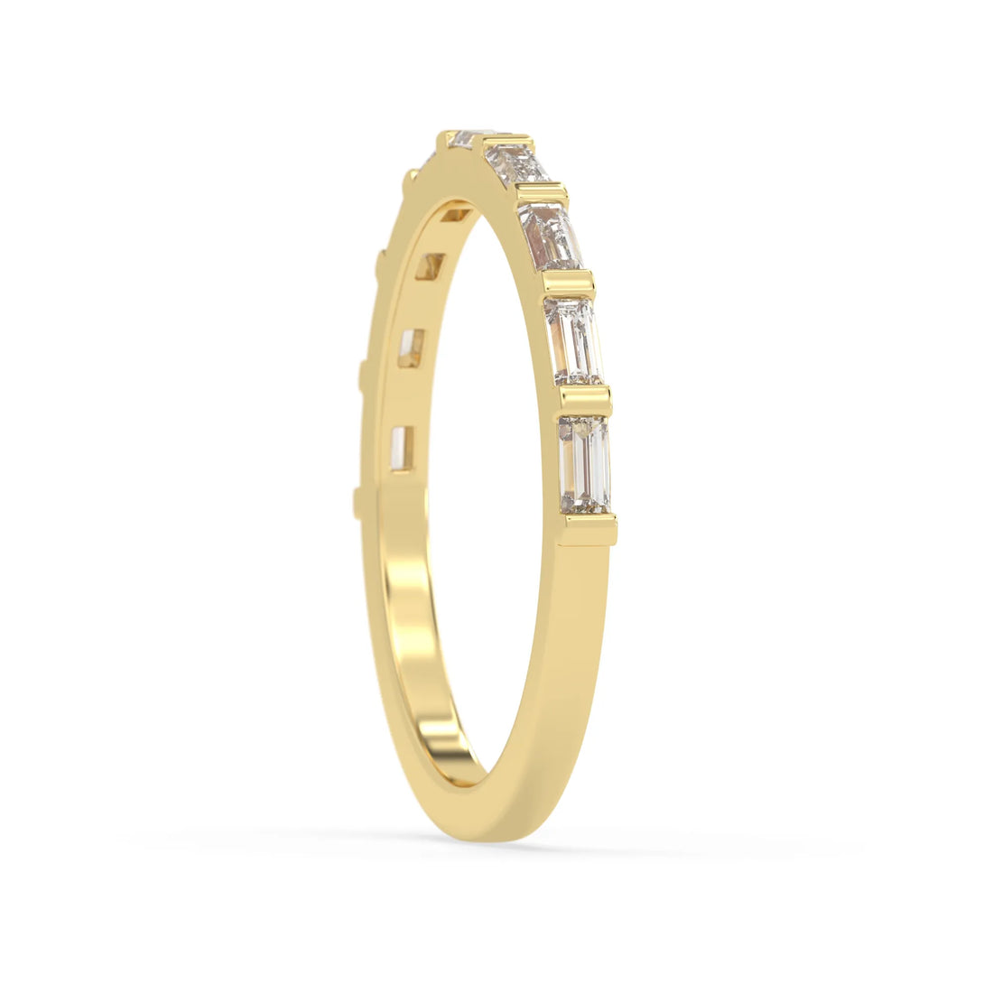 OctaPearl Bar Set Baguette Lab Grown Diamond Minimalist Half Eternity Wedding Band