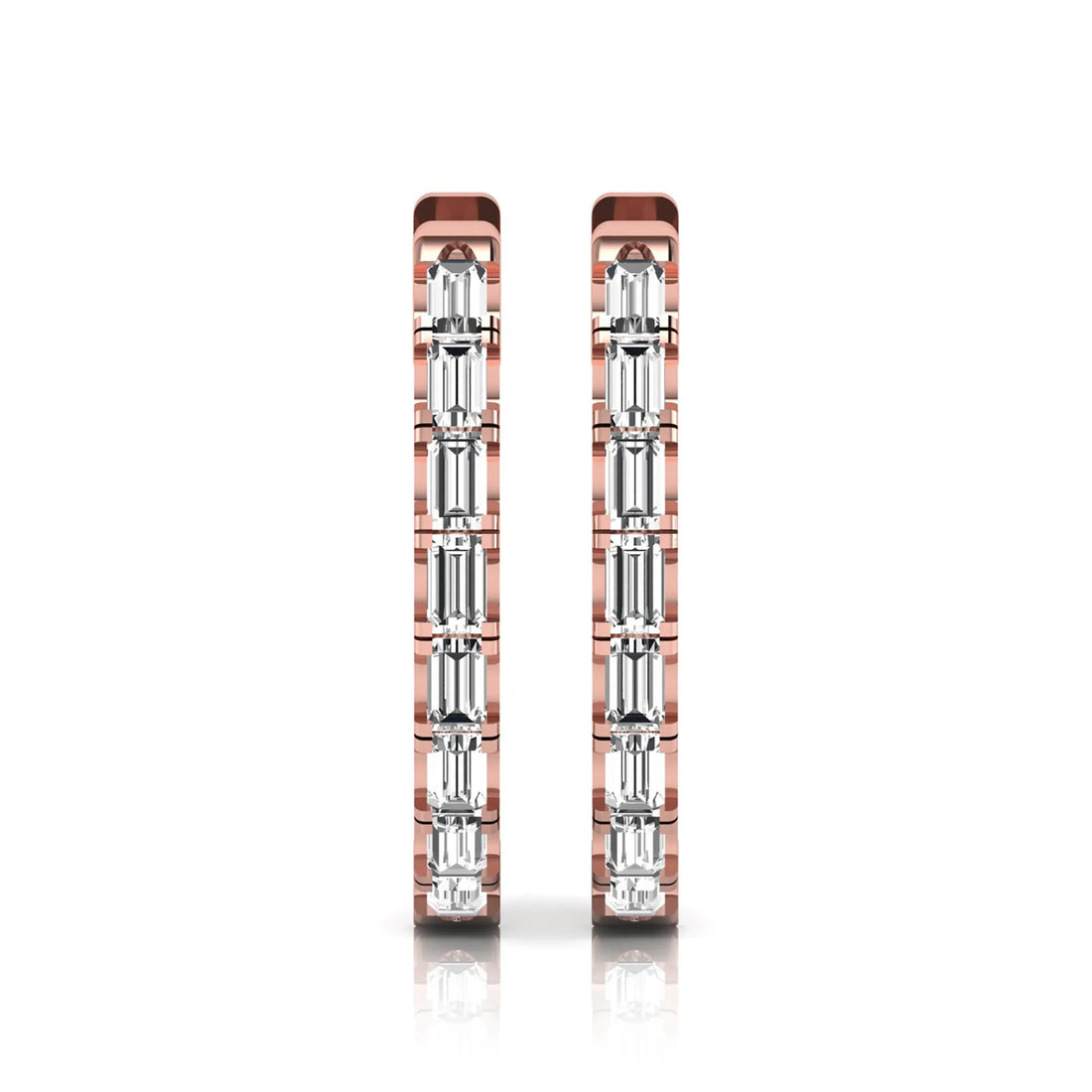 OctaPearl Baguette Lab Grown Diamond Huggie Hoop Earrings