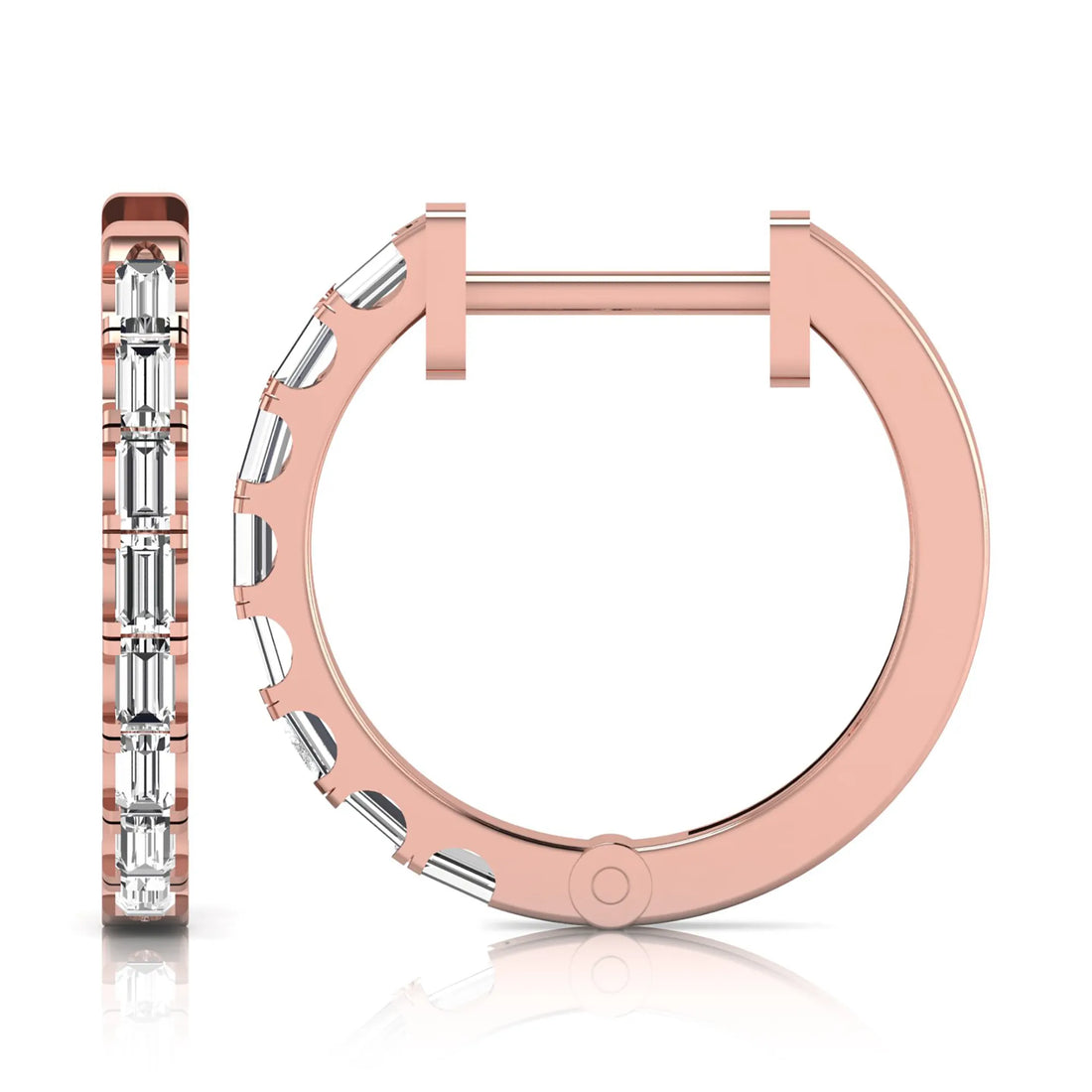 OctaPearl Baguette Lab Grown Diamond Huggie Hoop Earrings