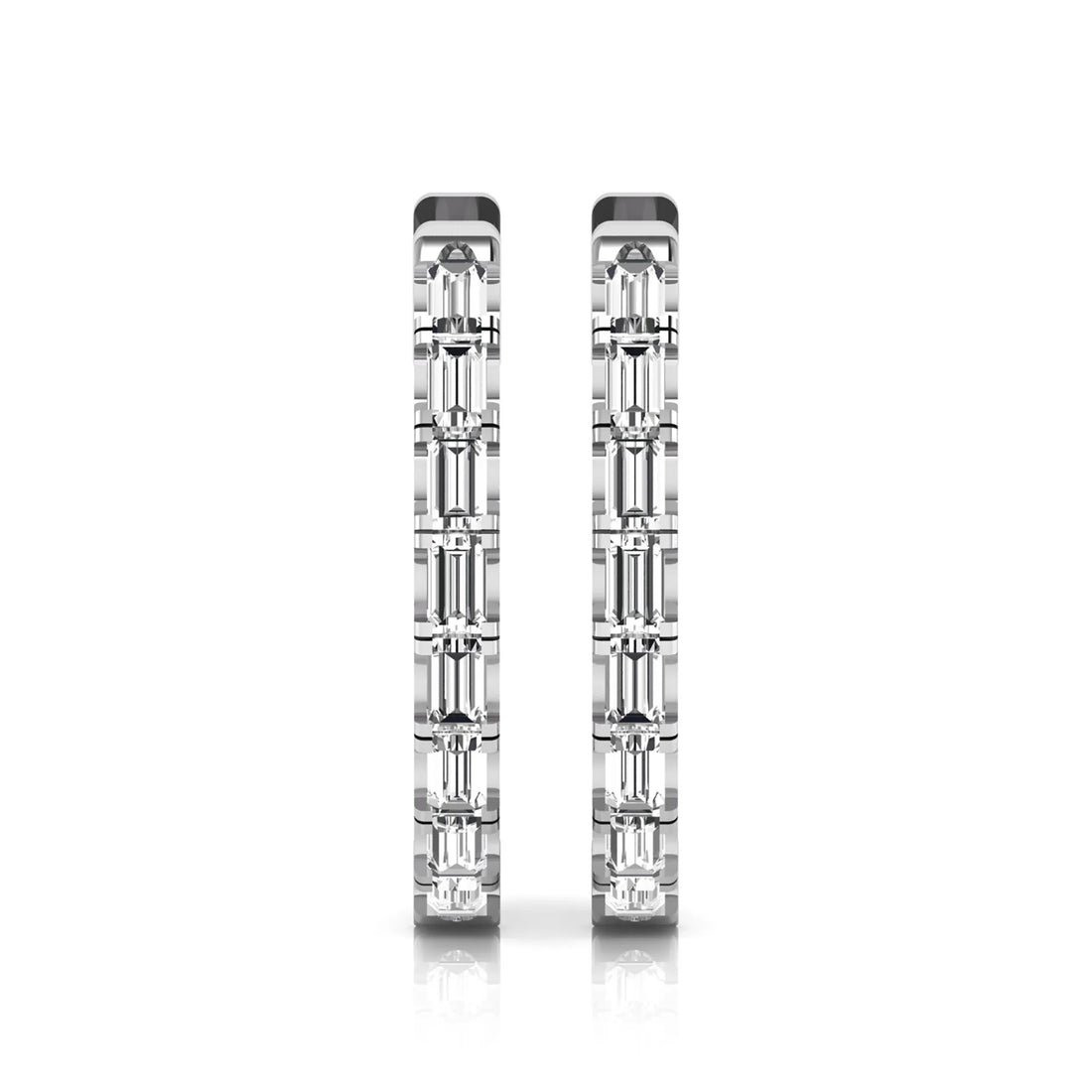 OctaPearl Baguette Lab Grown Diamond Huggie Hoop Earrings