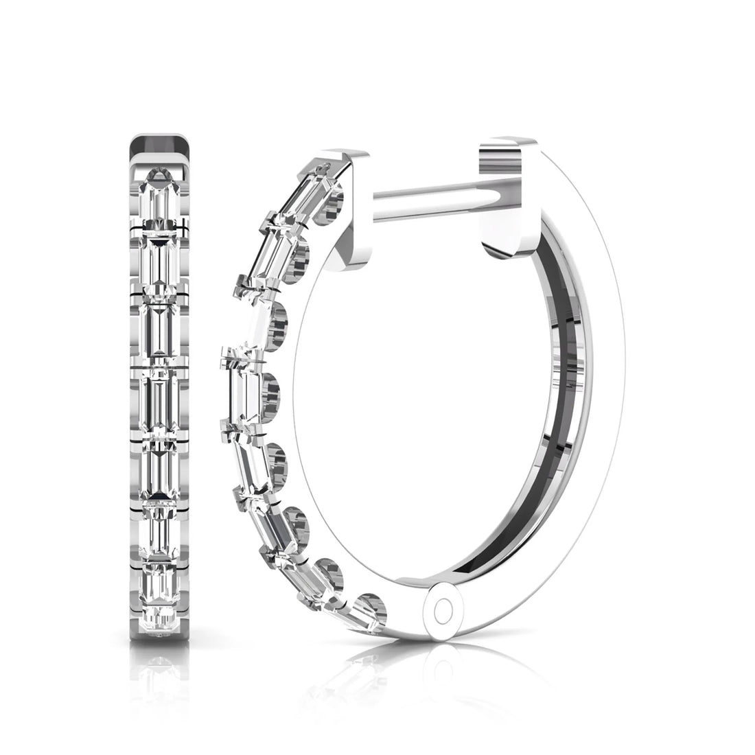 OctaPearl Baguette Lab Grown Diamond Huggie Hoop Earrings