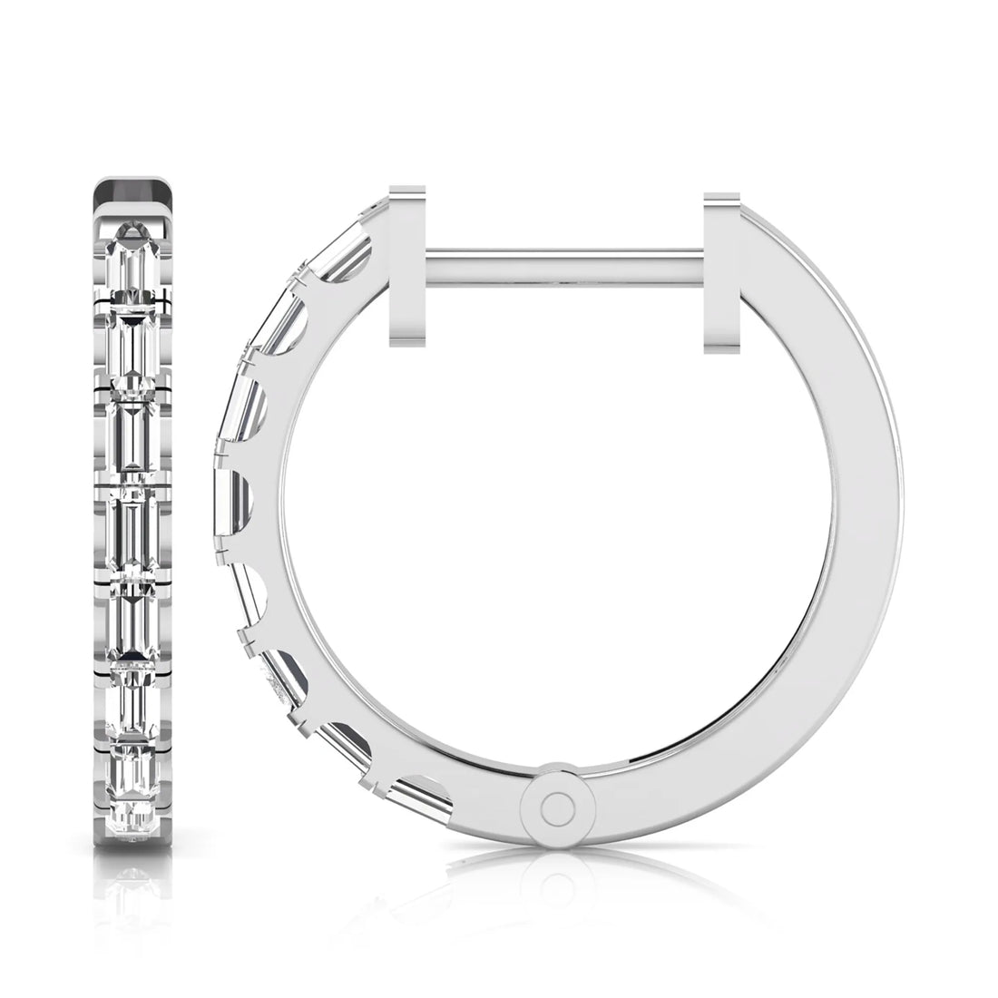 OctaPearl Baguette Lab Grown Diamond Huggie Hoop Earrings