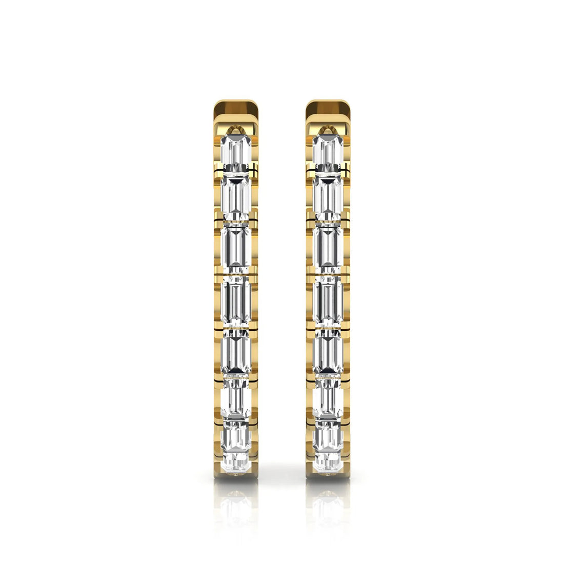 OctaPearl Baguette Lab Grown Diamond Huggie Hoop Earrings