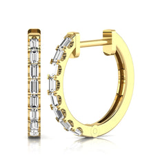 OctaPearl Baguette Lab Grown Diamond Huggie Hoop Earrings