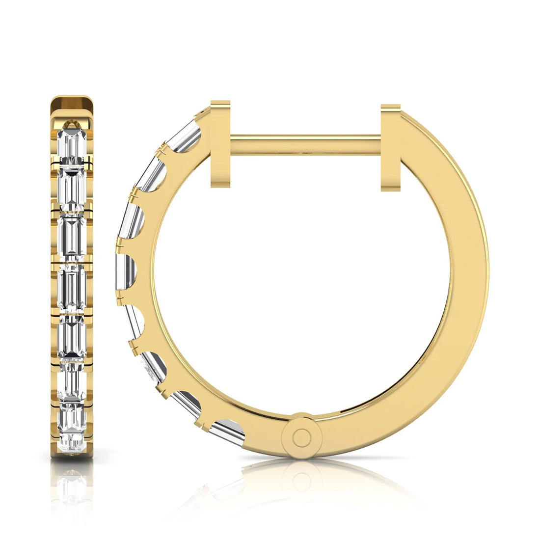 OctaPearl Baguette Lab Grown Diamond Huggie Hoop Earrings