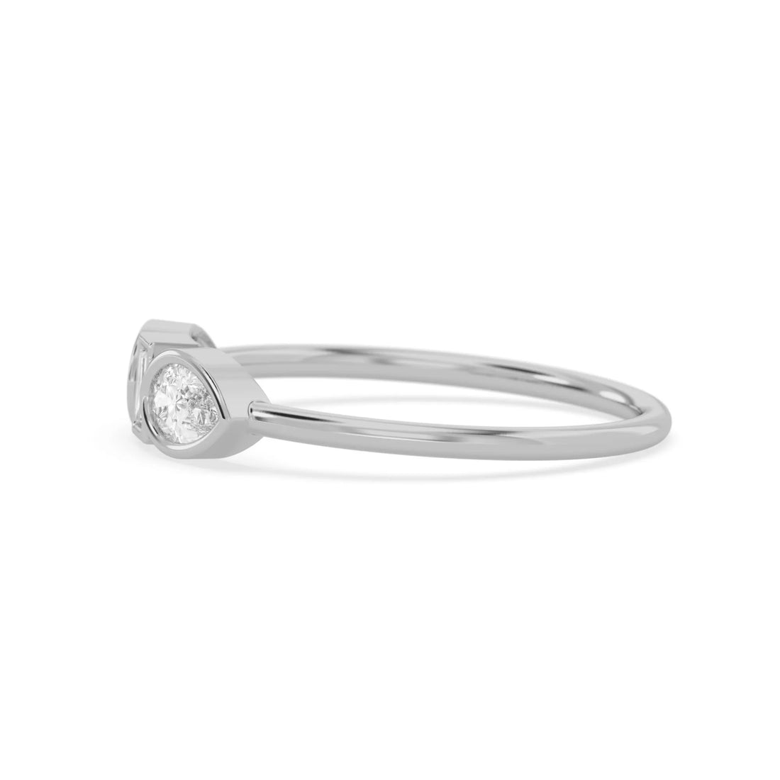 OctaPearl Baguette & Pear Lab Grown Diamond Three Stone Engagement Ring
