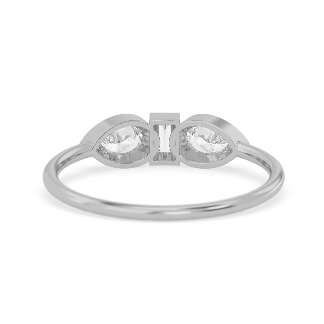 OctaPearl Baguette & Pear Lab Grown Diamond Three Stone Engagement Ring