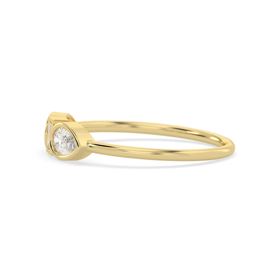 OctaPearl Baguette & Pear Lab Grown Diamond Three Stone Engagement Ring