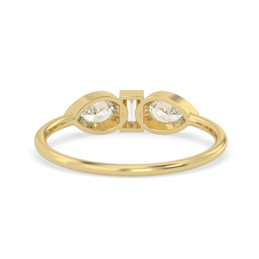 OctaPearl Baguette & Pear Lab Grown Diamond Three Stone Engagement Ring