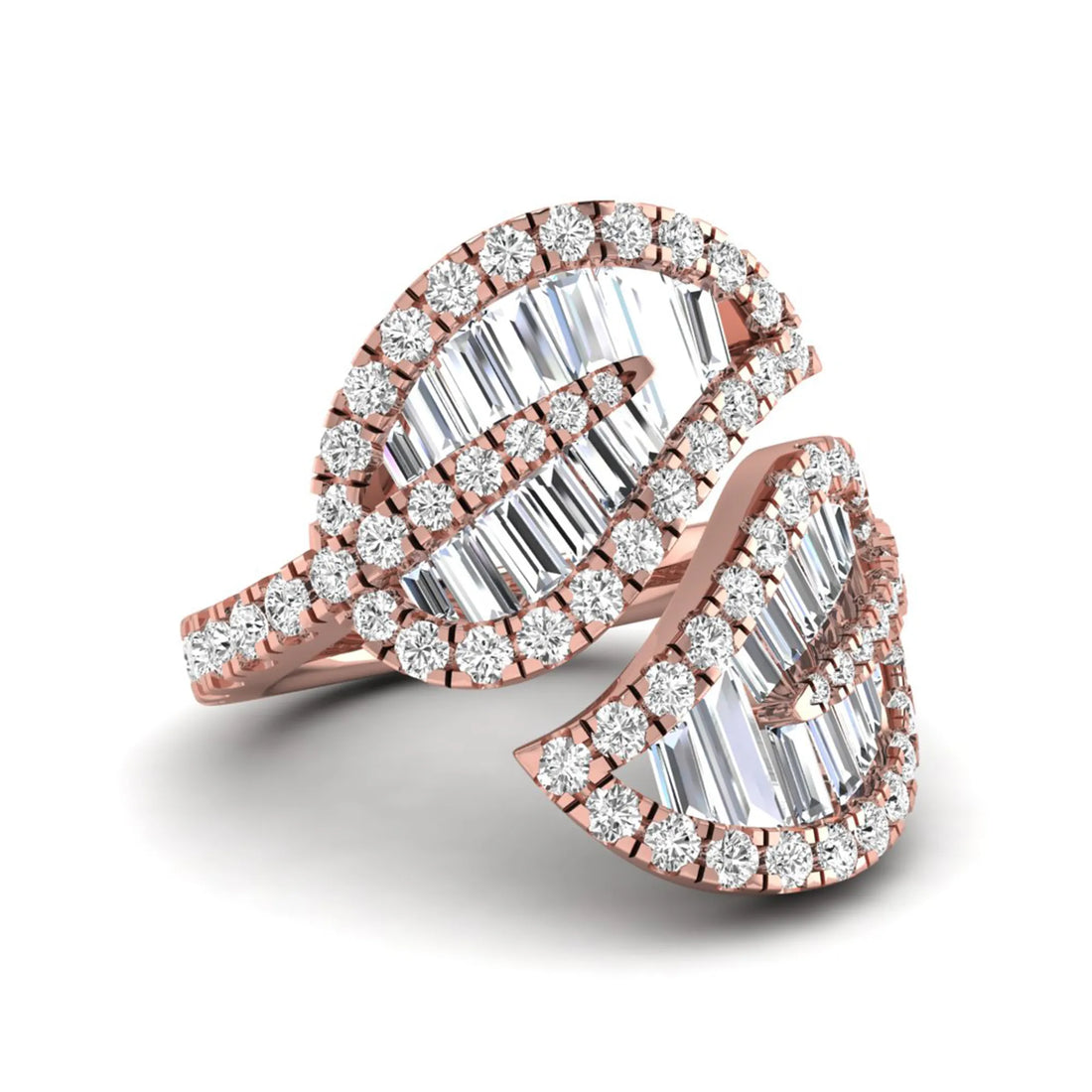 OctaPearl Bypass Shank Leaf Inspire Lab Grown Diamond Engagement Ring