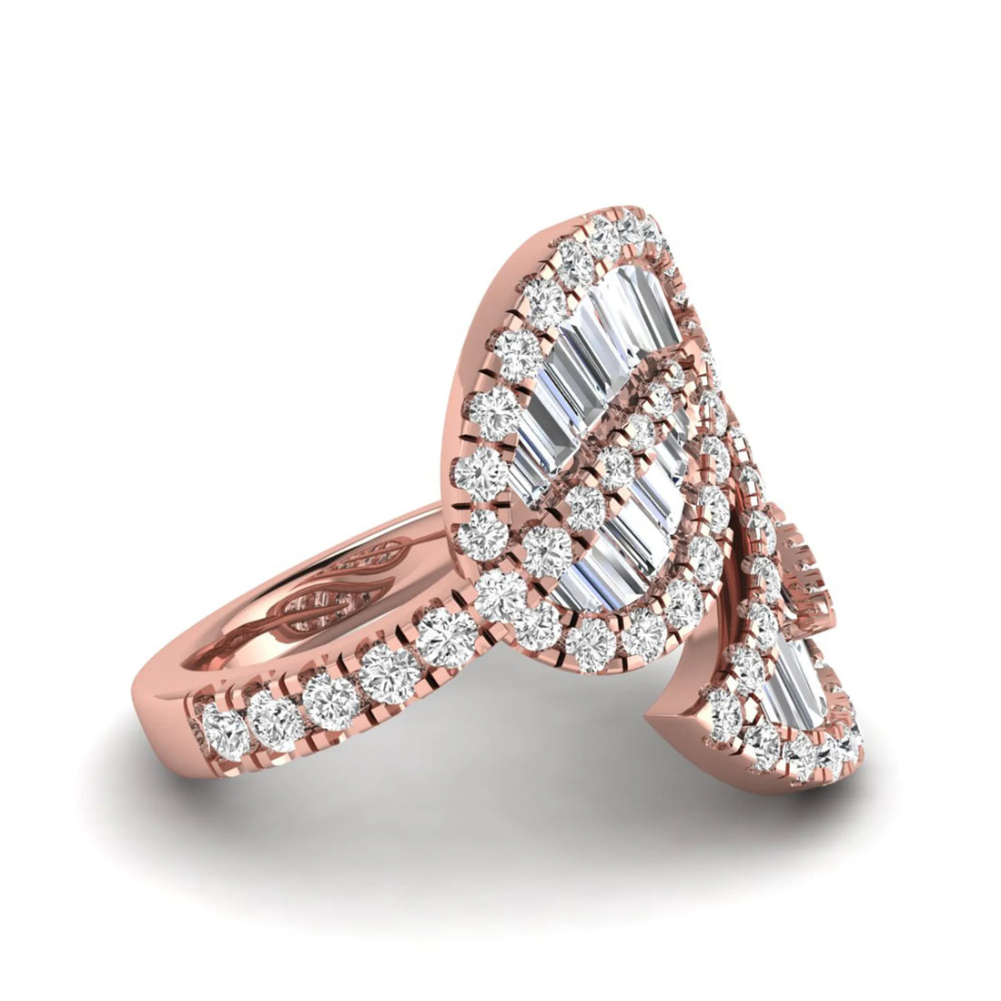 OctaPearl Bypass Shank Leaf Inspire Lab Grown Diamond Engagement Ring