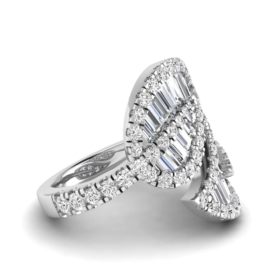 OctaPearl Bypass Shank Leaf Inspire Lab Grown Diamond Engagement Ring