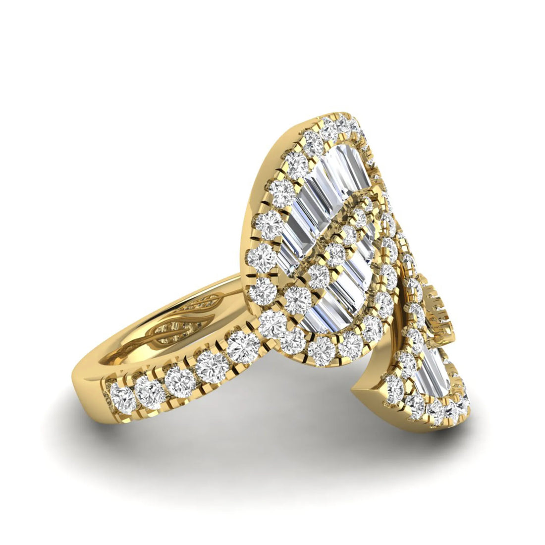 OctaPearl Bypass Shank Leaf Inspire Lab Grown Diamond Engagement Ring