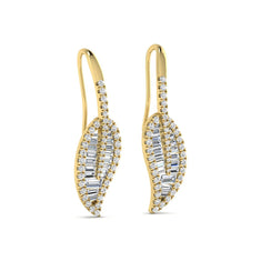 OctaPearl Baguette & Round Cut Lab Grown Diamond Leaf Drop Earrings - alternate view