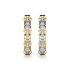 OctaPearl Baguette & Round Lab Grown Diamond Huggie Hoop Earrings - alternate view