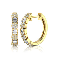OctaPearl Baguette & Round Lab Grown Diamond Huggie Hoop Earrings