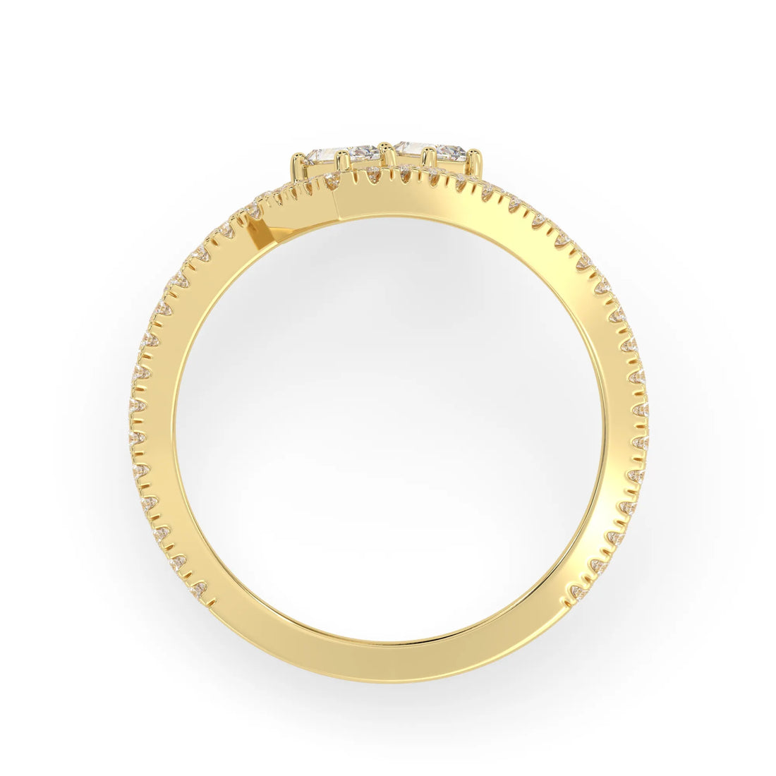 OctaPearl Baguette & Round Lab Grown Diamond Open Gap Pave Bypass Ring