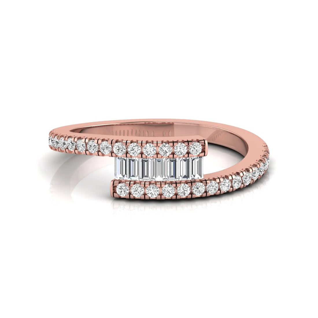 OctaPearl Channel Set Baguette & Round Pave Lab Grown Diamond Bypass Engagement Ring