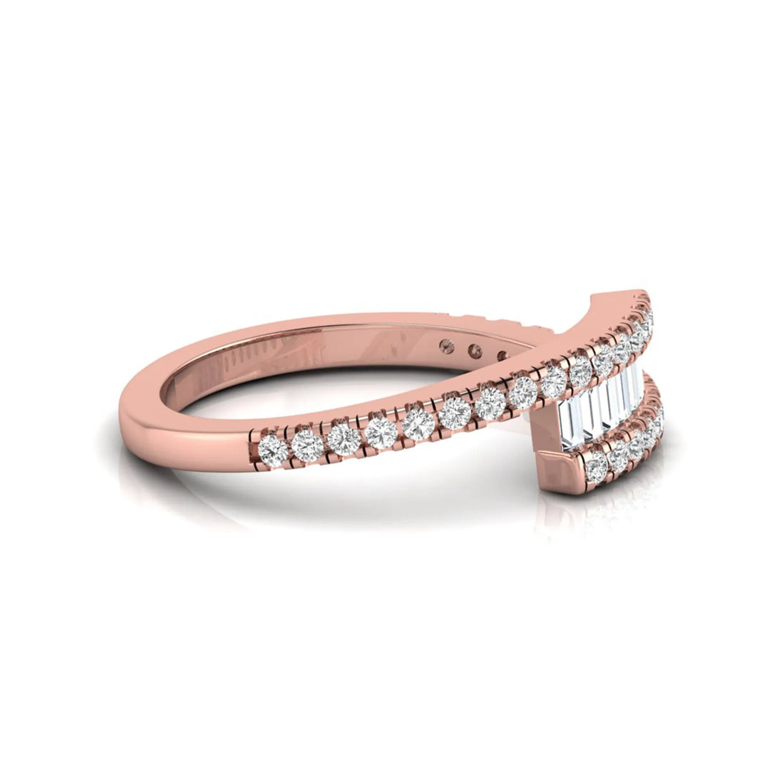 OctaPearl Channel Set Baguette & Round Pave Lab Grown Diamond Bypass Engagement Ring