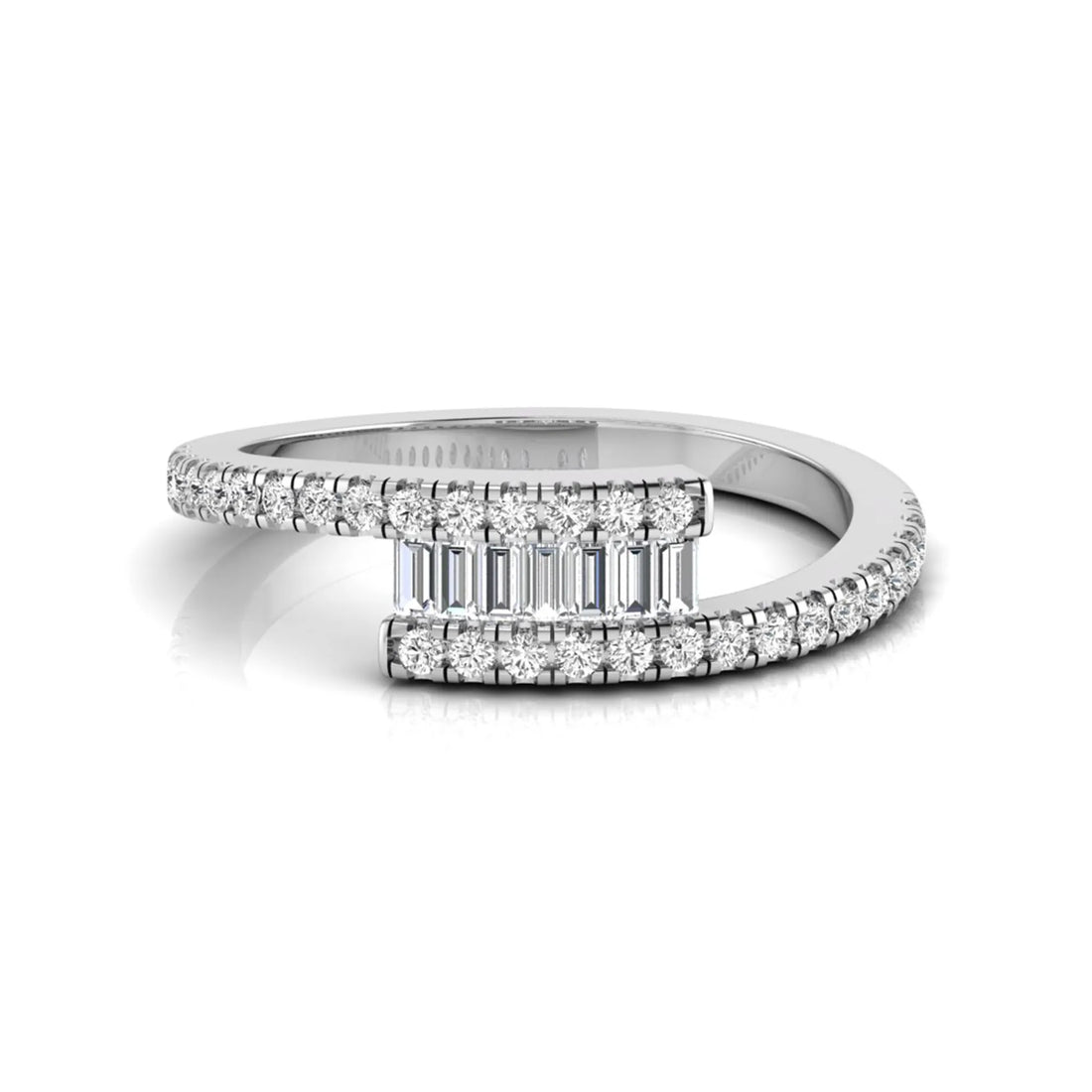 OctaPearl Channel Set Baguette & Round Pave Lab Grown Diamond Bypass Engagement Ring
