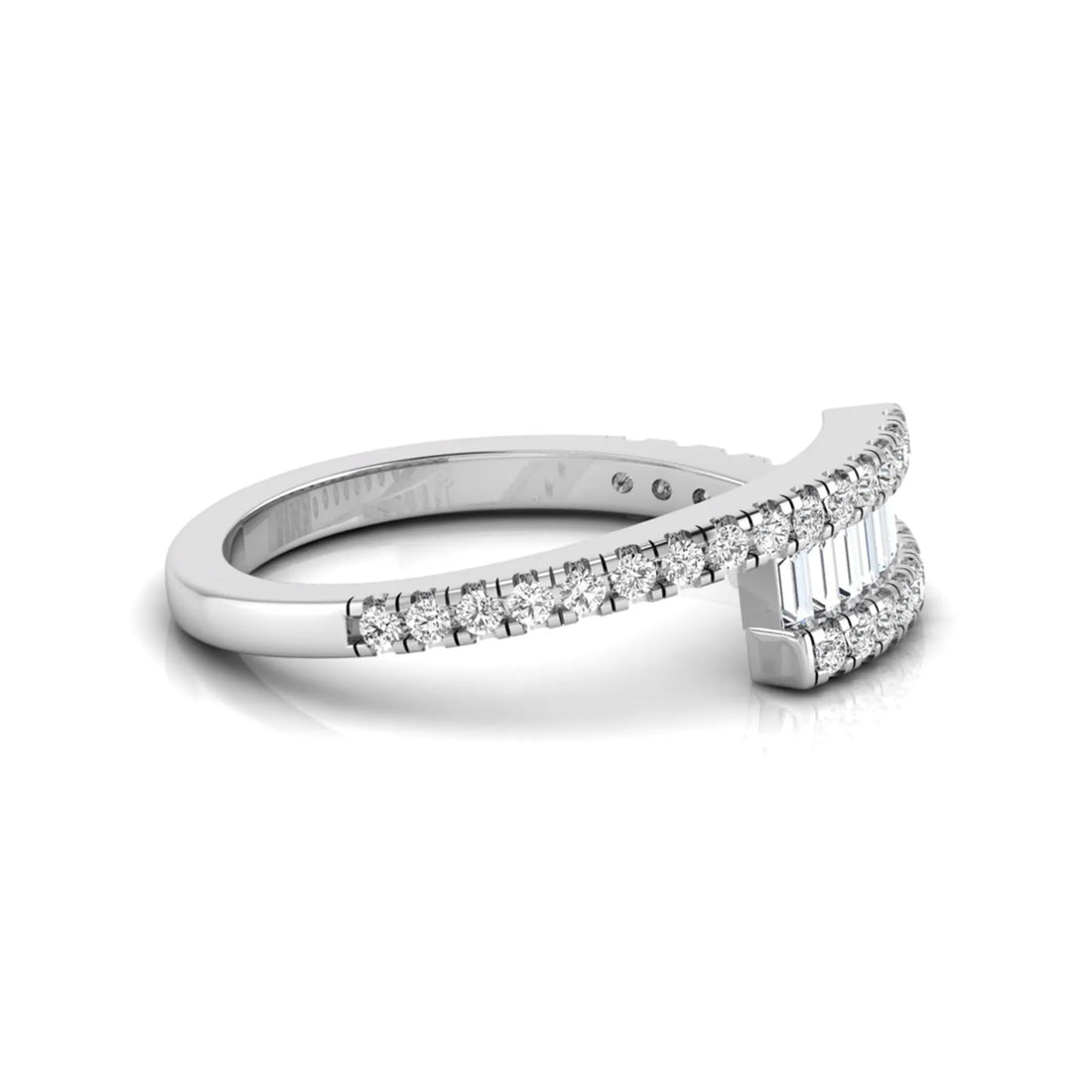 OctaPearl Channel Set Baguette & Round Pave Lab Grown Diamond Bypass Engagement Ring