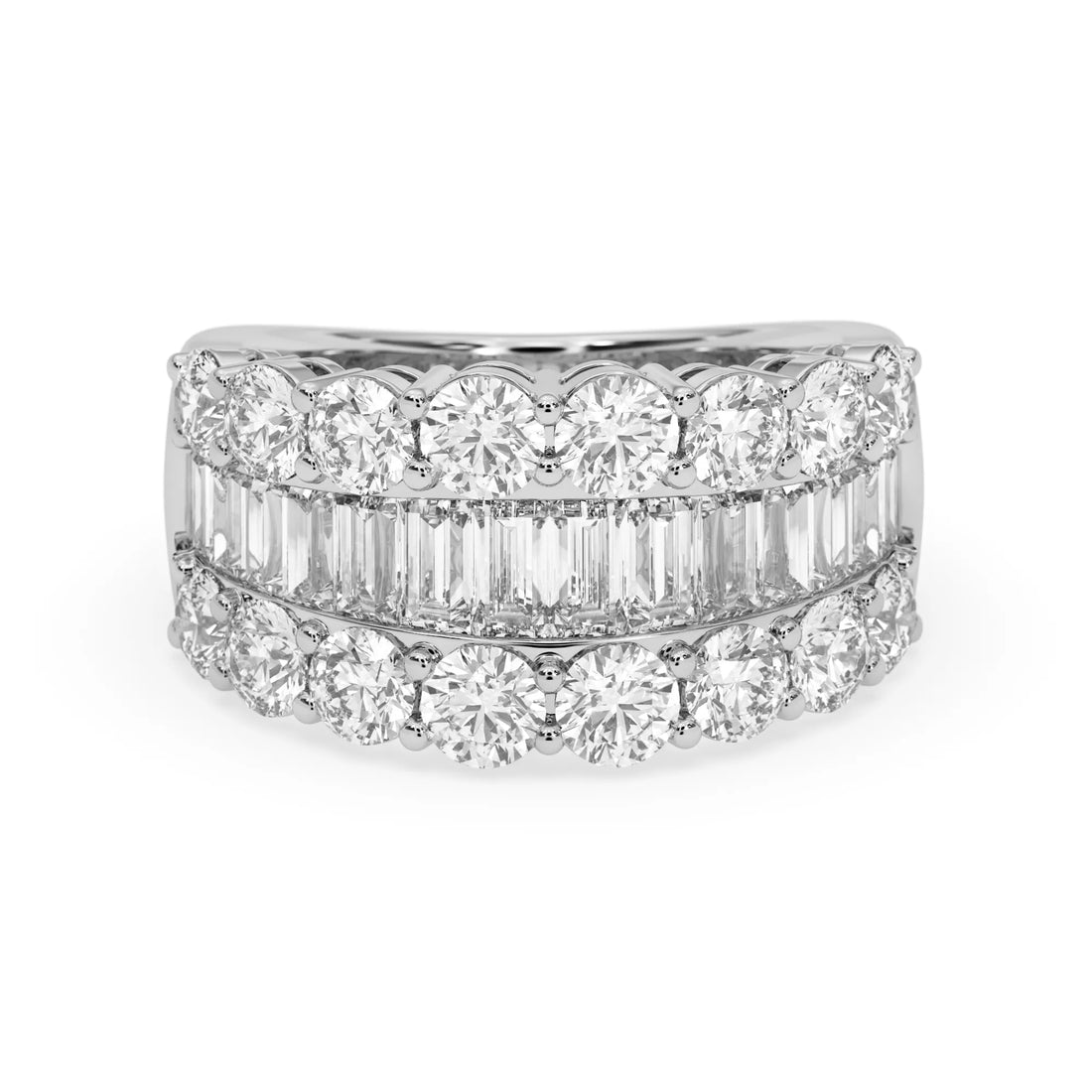 OctaPearl Three Row Pave Lab Grown Diamond Statement Wide Band Cocktail Ring