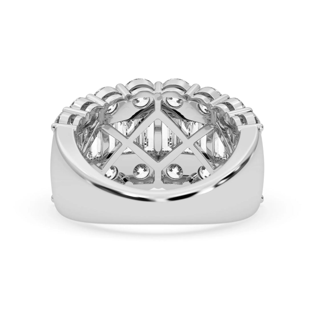 OctaPearl Three Row Pave Lab Grown Diamond Statement Wide Band Cocktail Ring