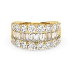 OctaPearl Three Row Pave Lab Grown Diamond Statement Wide Band Cocktail Ring
