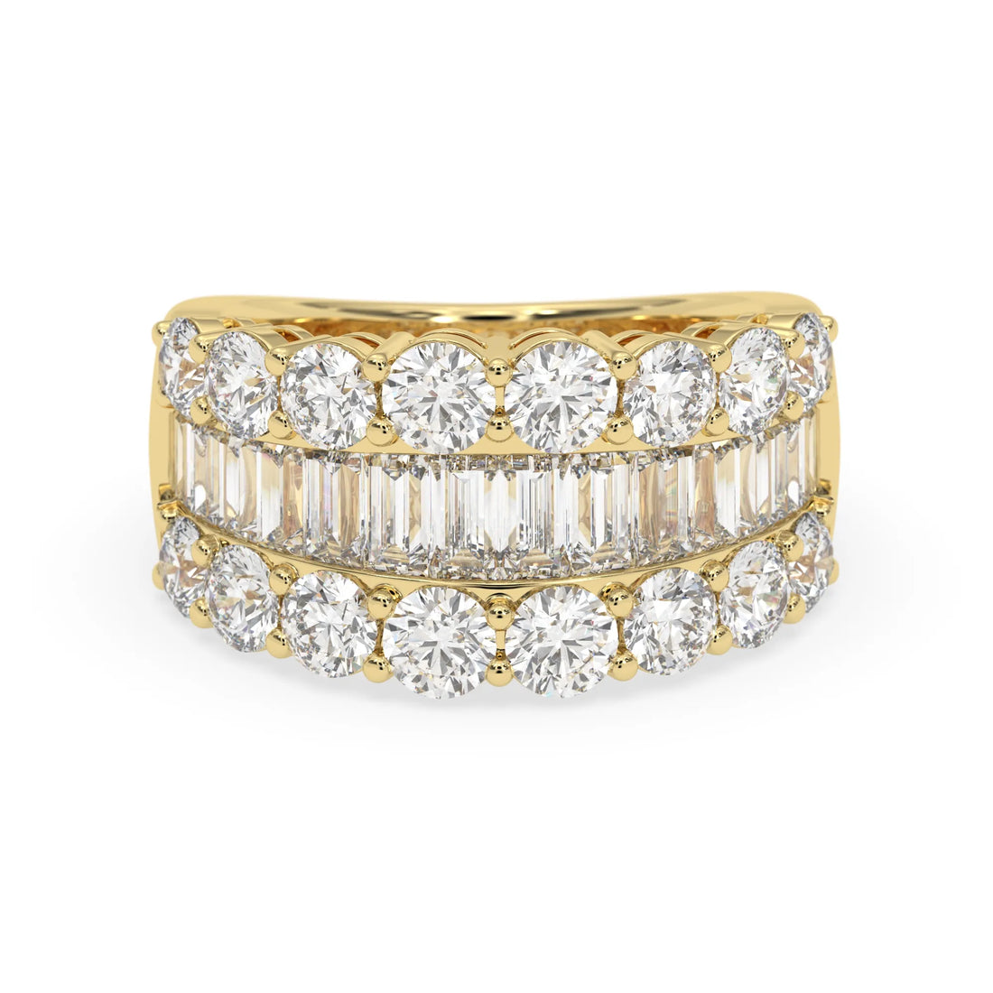 OctaPearl Three Row Pave Lab Grown Diamond Statement Wide Band Cocktail Ring