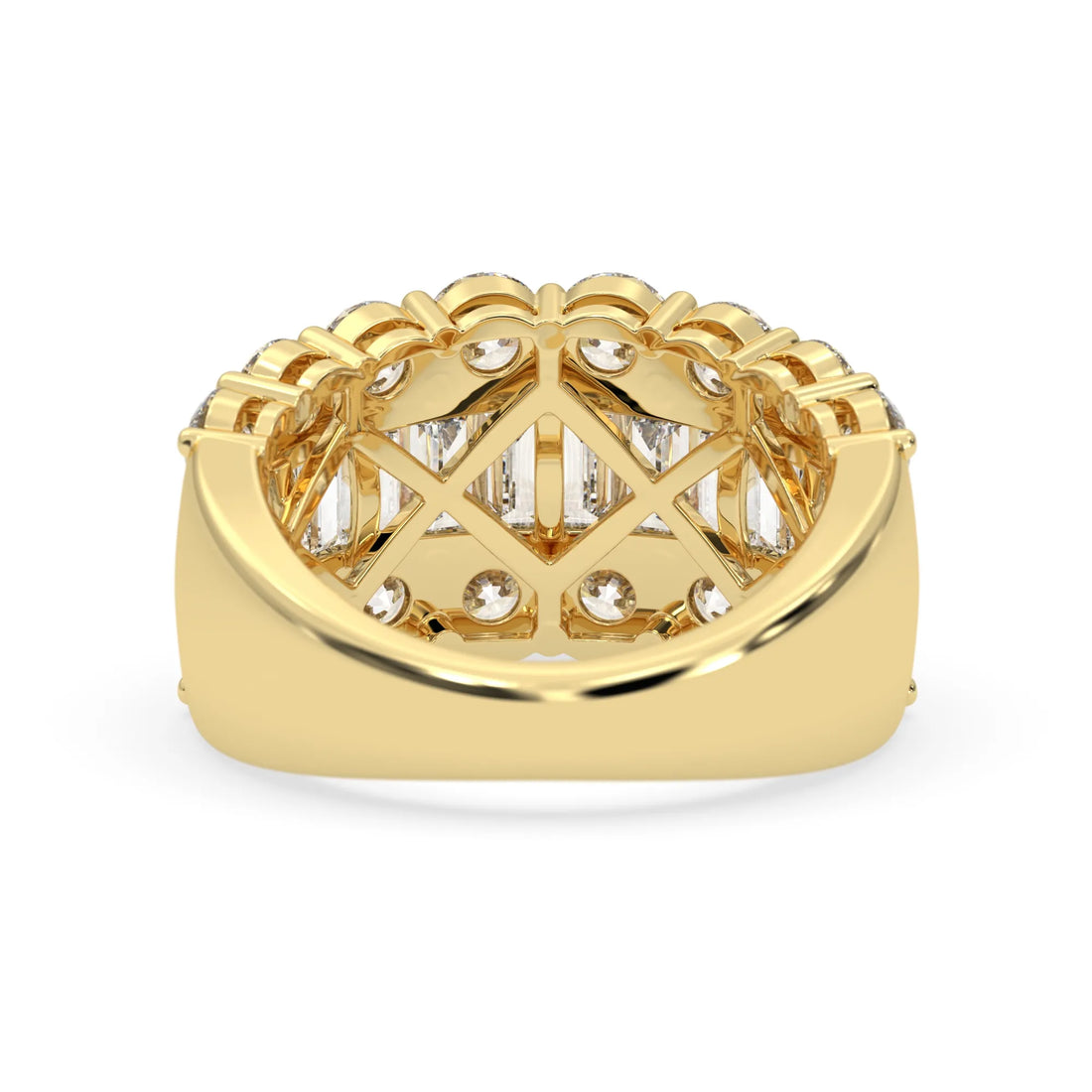 OctaPearl Three Row Pave Lab Grown Diamond Statement Wide Band Cocktail Ring