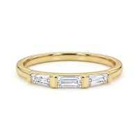 Baguette & Tapered Baguette CZ Three Stone Ring
