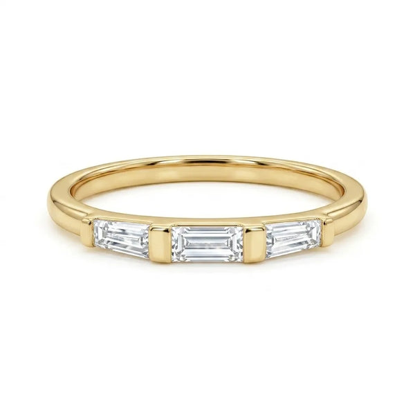 Baguette & Tapered Baguette CZ Three Stone Ring