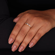 Baguette & Tapered Baguette CZ Three Stone Ring - alternate view