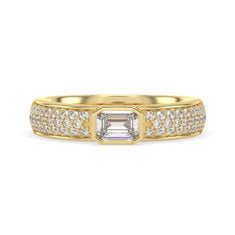 OctaPearl Bezel Set East West Emerald Lab Grown Diamond Pavé Engagement Ring
