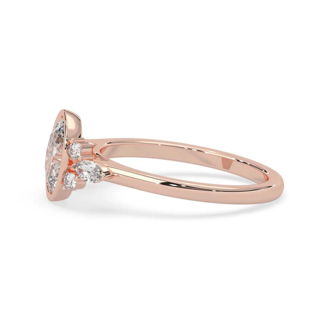 OctaPearl 2.00 ct Bezel Set Oval Lab Grown Diamond Seven Stone Floral Engagement Ring