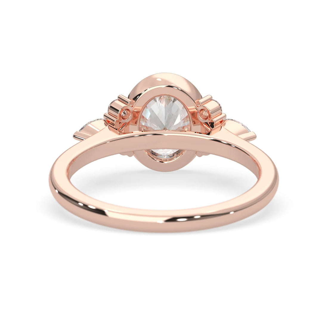 OctaPearl 2.00 ct Bezel Set Oval Lab Grown Diamond Seven Stone Floral Engagement Ring