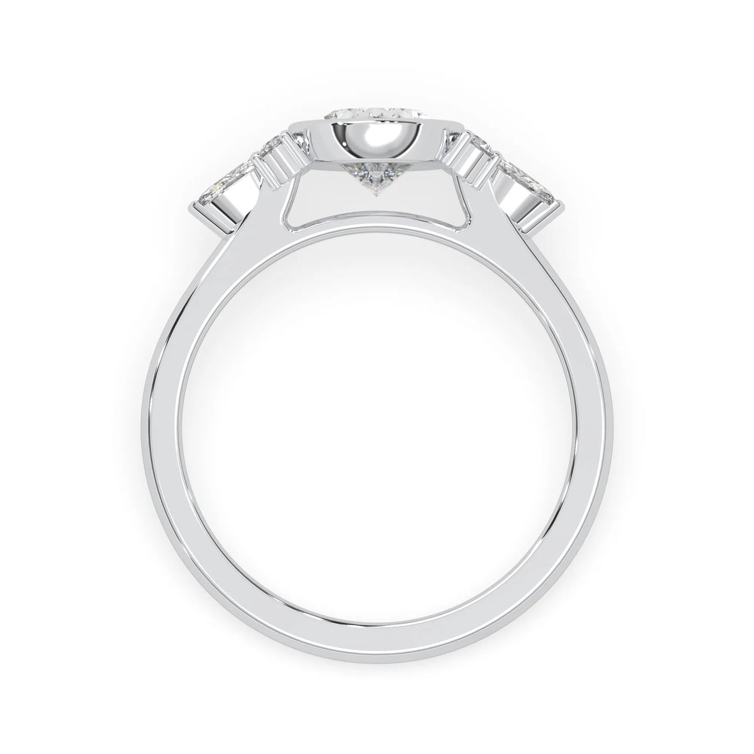 OctaPearl 2.00 ct Bezel Set Oval Lab Grown Diamond Seven Stone Floral Engagement Ring