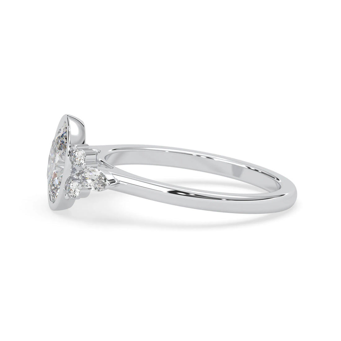 OctaPearl 2.00 ct Bezel Set Oval Lab Grown Diamond Seven Stone Floral Engagement Ring